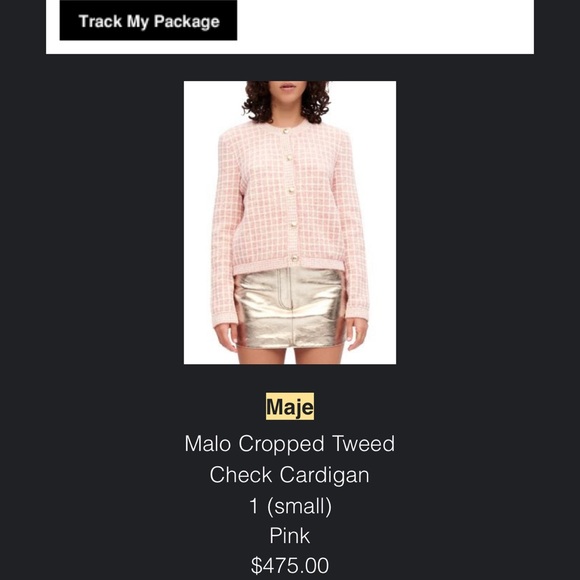 Maje Malo tweed check cardigan - Picture 3 of 4